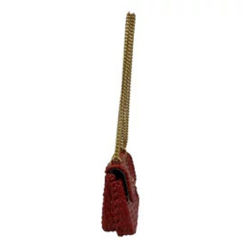 Gucci Web Wicker Shoulder Bag Chain Red